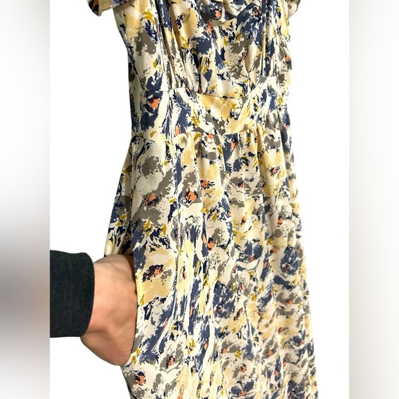 Anthropologie Womens Moulinette Soeurs 100% Silk Maxi Ruffle Floral Dress Size 4 - Picture 6 of 9